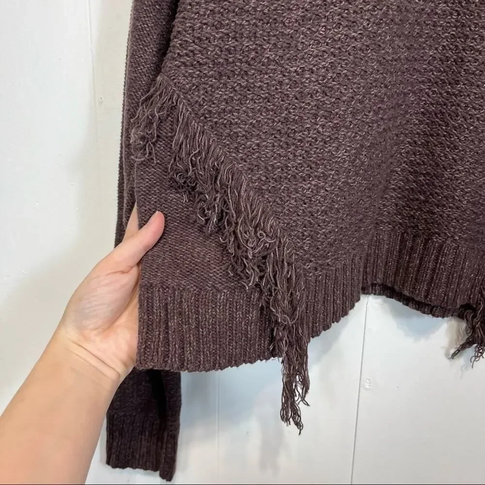 American Eagle Brown Knit Fringe Cropped Sweater Size Woman's Large